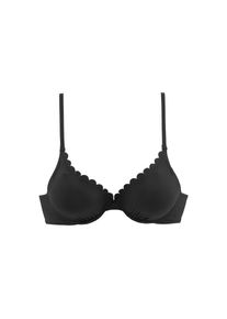 Lascana, Damen, B&uuml;gel-Bikini-Top &raquo;Scallop&laquo; mit Wattierung, schwarz, 36 - Cup D, Mit gelaserten Wellenkanten