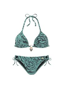 Bruno Banani, Damen, Triangel-Bikini in trendigem Animalprint, jade bedruckt, Cup A/B, 34 - Cup A/B, jade bedruckt, Goldfarbenes Accessoire zwischen 