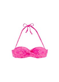 Venice Beach, Damen, B&uuml;gel-Bandeau-Bikini-Top &raquo;Moloka&laquo; Abnehmbare Tr&auml;ger, pink bedruckt, 40 - Cup B, Floraler Druck - Ton in Ton