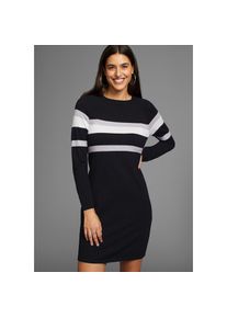 Laura Scott, Damen, Strickkleid Ohne Taschen in figurnaher Form mit Zierstreifen, schwarz-grau, N-Gr, 34 - N-Gr, schwarz-grau, Strickkleid von LAURA 