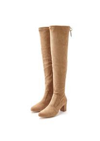 Lascana, Damen, Overkneestiefel Slouchy Boots, Langschaft Stiefel, Schlupf-Boot, weiches Stretchmaterial, sand, 36, sand, Elegantes feminines Design
