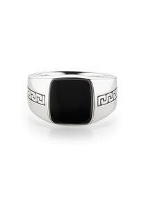 Bruno Banani, Herren, Fingerring &raquo;Schmuck Geschenk Silber 925 Herrenring Siegelring M&auml;ander Onyx&laquo; mit Onyx, silberfarben-schwarz, silberfarben-schwarz