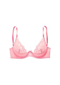 Lascana, B&uuml;stenhebe aus edlem Satin-Material mit dezent transparenter Spitze, sexy Dessous, pink, 75 - Cup D