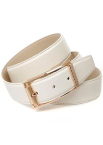 Anthoni Crown, Damen, Lederg&uuml;rtel im klassischen Design, schlichte elegante G&uuml;rtelschlie&szlig;e, wei&szlig;, 90, Hochwertiges Rindsleder