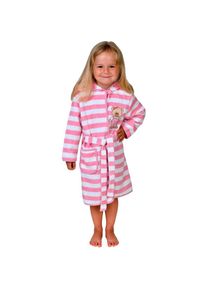 W&ouml;rner W&ouml;rner, Herren, Kinderbademantel &raquo;Teddy Ringel rosa&laquo; 1 Stk. Streifenmuster, mit Stickerei, mit Tasche, maschinenwaschbar, rosa-wei&szlig;, 74/80 L&auml;nge: 55 