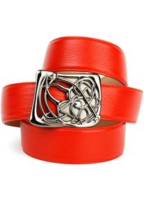 Anthoni Crown, Damen, Lederg&uuml;rtel mit Designer-Schlie&szlig;e, rot, rot, Designer-Schlie&szlig;e