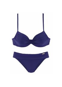 Lascana, Damen, B&uuml;gel-Bikini mit Raffungen am Cup, blau, 46 - Cup D, Elegante Form mit aufwendiger Raffung