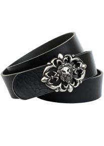 Anthoni Crown, Herren, Lederg&uuml;rtel mit auff&auml;lliger Fashion-Schlie&szlig;e, schwarz, 85, Hochwertiges Vollleder