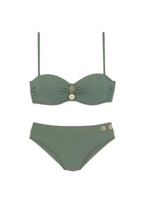 Vivance, Damen, B&uuml;gel-Bandeau-Bikini mit edlen Zierkn&ouml;pfen, oliv, 38 - Cup A, Elegantes Design