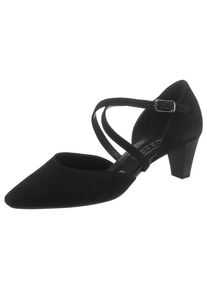 Gabor, Damen, Spangenpumps , Abendschuh, Festtagsschuh, Trichterabsatz mit Stretcheinsatz, schwarz, 36, schwarz, Eleganter Pumps in spitz zulaufender 