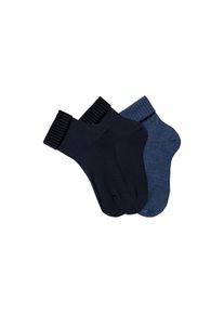 Lavana, Damen, Umschlagsocken Packung, 3 Paar tlg. fein gestrickt mit 53% Wolle, 2x marine 1x jeans meliert, 35-38, 2x marine 1x jeans meliert, 
