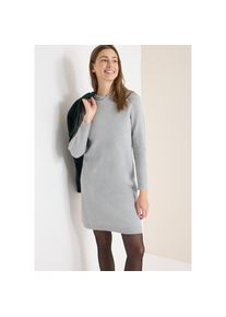 Cecil, Damen, Strickkleid Ohne Taschen Glitzerkleid - Langarm mit Gallonstreifen und Kapuze, luna grey melange, N-Gr, M (40) -N-Gr, luna grey melange,