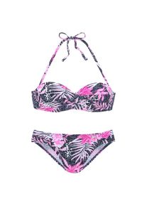 Buffalo, Damen, B&uuml;gel-Bandeau-Bikini im Mustermix, marine-pink, 38 - Cup B, &bdquo;Bedruckt &ndash; jedes Teil ein Unikat&ldquo;
