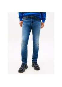Tommy Jeans, Herren, Gerade Jeans &raquo;Scanton Slim&laquo; Mit Markenlabel aus Leder hinten, Medium Denim, 34 - L&auml;nge 32, Schmale Passform - Slim Fit Jeans f&uuml;r 