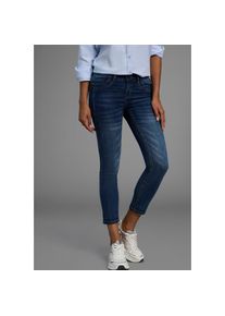 Arizona, Damen, 7/8-Jeans &raquo;mit Keileins&auml;tzen&laquo; extra-enger Schnitt, Used-Look-Waschung, niedrige Leibh&ouml;he, mid blue use, 34 - N-Gr, 7/8-Jeans in extra-