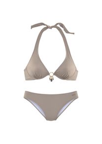 Bruno Banani, Damen, B&uuml;gel-Bikini mit gold-schwarzenen Accessories, stein, Cup B, 36 - Cup B, stein, Klassische Unifarben