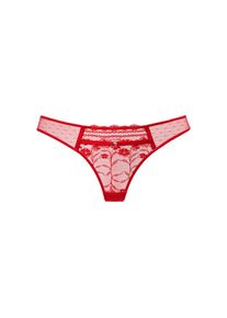 Nuance, Damen, String aus zarter Spitze mit sexy Cut-Out, rot, 40/42, rot, Verf&uuml;hrerischer String mit dekorativem B&auml;ndchen und Ringaccessoire vorne 