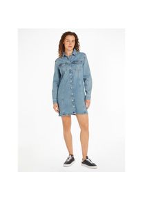 Tommy Jeans, Damen, Blusenkleid &raquo;ALINE LS DRESS CH6119 EXT&laquo; Brusttaschen mit Flagge, Denim Light, XS (34) - N-Gr, Elastisches Material: bietet hohen 