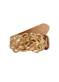 Rettungsring G&uuml;rtel, Damen, Lederg&uuml;rtel mit austauschbarer Schlie&szlig;e &raquo;Strohknoten Rosa&laquo;, hellbraun, 110, Hochwertiges Vollrindleder aus Italien 4cm 