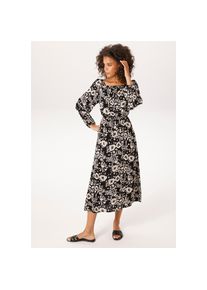 Aniston CASUAL, Damen, Minikleid mit grafischen Blumendruck - jedes Teil ein Unikat - NEUE KOLLEKTION, schwarz-hellbeige, N-Gr, 46 - N-Gr, schwarz-