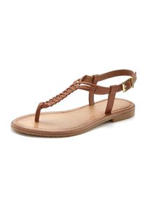 Vivance, Damen, Zehentrenner Sandalette, Sommerschuh,Sandale aus Leder mit Flecht-Optik, cognac, 42, Sommersandale aus hochwertigem Leder gefertigt