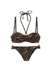 Bruno Banani, Damen, B&uuml;gel-Bandeau-Bikini in zweifarbiger Animal-Optik, schwarz-gold, Cup C, 38 - Cup C, schwarz-gold, Aus glitzernder Strukturware