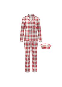 Lascana, Damen, Schlafanzug Set, 3-teilig, incl. Schlafmaske, wei&szlig;-rot kariert, 32/34, wei&szlig;-rot kariert, Klassischer Pyjama im Karo-Look