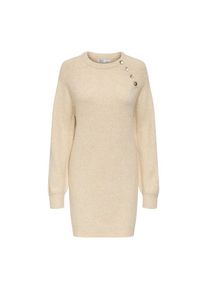 Only, Damen, Strickkleid &raquo;ONLFI LIFE LS BUTTON ONEC DRESS ZL KNT&laquo;, Pumice Stone Detail:Melange/Gold Button, N-Gr, XL - N-Gr, Pumice Stone 