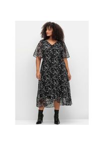 sheego, Damen, Chiffonkleid &raquo;Chiffonkleid&laquo;, schwarz-wei&szlig; gemustert, 48 - Normalgr&ouml;&szlig;en,