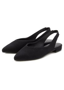 Lascana, Damen, Ballerina , Sling-Ballerina mit elastischem Riemchen aus Textil VEGAN, schwarz, 37, Modischer Sling-Ballerina in spitz zulaufender 