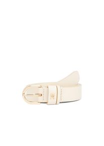 Tommy Hilfiger, Damen, Lederg&uuml;rtel &raquo;ESSENTIAL EFFORTLESS 2.5 cm breit GOLD&laquo; Logoemblem, weiche Haptik, ovale Einfachdornschlie&szlig;e, Ivory Petal, 75, 