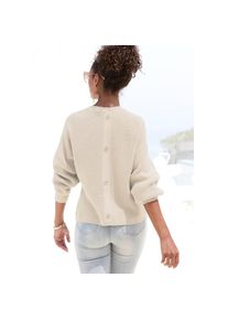Lascana, Rundhalspullover mit Zierkn&ouml;pfen hinten, lockerer Strickpullover, creme, 32/34, Rundhalspullover