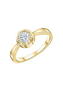 Firetti, Damen, Fingerring &raquo;Schmuck Geschenk Silber 925 Silberring Solit&auml;r&laquo; mit Zirkonia (synth.), gelbgoldfarben-kristallwei&szlig;, 17, Zauberhaft sch&ouml;ner