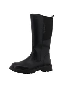 Tom Tailor, Damen, Rei&szlig;verschlussstiefel Langschaftstiefel mit Blockabsatz, schwarz, 40, schwarz, Klassischer Stiefel mit Stretcheinsatz