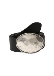 Rettungsring G&uuml;rtel, Damen, Lederg&uuml;rtel mit austauschbarer Schlie&szlig;e &raquo;Oval Matt Geh&auml;mmert&laquo;, schwarz, schwarz, Hochwertiges Vollrindleder aus Italien 