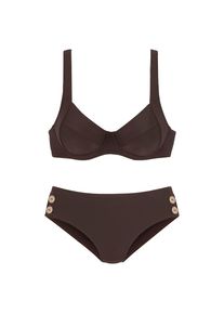 Vivance, Damen, B&uuml;gel-Bikini mit goldfarbenen Zierkn&ouml;pfen, dunkelbraun, Cup D, 40 - Cup D, dunkelbraun, In verschiedenen Trendfarben