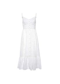 Buffalo, Damen, Midikleid mit hochwertiger Lochstickerei, luftiges Sommerkleid aus Baumwolle, wei&szlig;, N-Gr, 44 - N-Gr, wei&szlig;, Schmal geschnittenes 