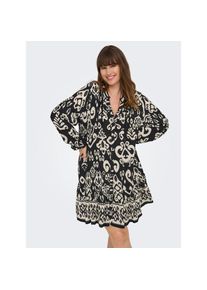 Only CARMAKOMA, Damen, Sommerkleid &raquo;CARAJA LS DRESS WVN NOOS&laquo;, Black AOP:WHITE, 42 - N-Gr, Kurzes Kleid von Only CARMAKOMA