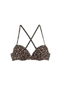 Vivance, Damen, Push-Up-Bikini-Top &raquo;Thora&laquo; in modischem Leo-Print, schwarz nougat bedruckt, Cup A, 34 - Cup A, schwarz nougat bedruckt, Modischer Leo-