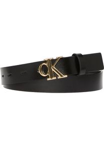 Calvin Klein Jeans, Damen, Lederg&uuml;rtel &raquo;Monogram Plaque Buckle 25MM&laquo;, Black, 85, Lederg&uuml;rtel von Calvin Klein