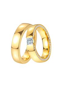 DOOSTI, Damen, Trauring &raquo;Schmuck Geschenk Edelstahl Trauring Ehering Partnerring LIEBE&laquo; wahlweise mit oder ohne Zirkonia, gelbgoldfarben, 58, Trauring