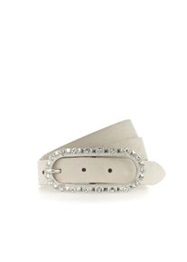 Tamaris, Damen, Lederg&uuml;rtel femininer Look, Schlie&szlig;e mit Glitzersteinen besetzt, taupe, 80, Der Velour-Dameng&uuml;rtel besticht durch seine ovale 