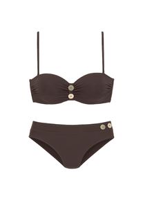 Vivance, Damen, B&uuml;gel-Bandeau-Bikini mit edlen Zierkn&ouml;pfen, dunkelbraun, 40 - Cup A, Elegantes Design