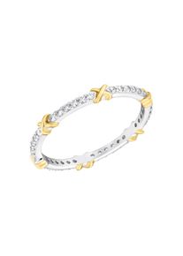 Amor, Damen, Fingerring &raquo;Small Elegance&laquo; mit Zirkonia (synth.), silberfarben-gelbgoldfarben-kristallwei&szlig;, 52, Trendy Amor Damen Bicolor Ring