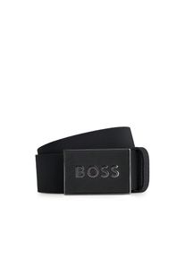BOSS, Herren, Lederg&uuml;rtel &raquo;BOSS Icon-S1 Sz40&laquo; mit gro&szlig;em Schriftzug auf der Schnalle, Black, 11,5, Lederg&uuml;rtel von BOSS Black Menswear