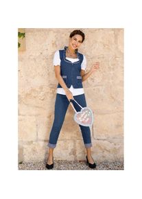 Classic Basics, Damen, Jeansweste, blue-stone-washed, 56, blue-stone-washed, mit aufwendiger Biesenverzierung