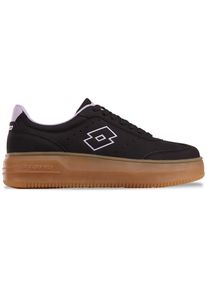 Lotto, Damen, Sneaker - auf Honigfarbener Plateau-Sneakersohle, BLACK-LILAC, 38, BLACK-LILAC, Lotto Sneaker aus edlem Material