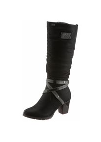 Rieker, Damen, Winterstiefel , Blockabsatz, TEX-Membran, mit stylischem Zierriemchen, schwarz, 42 (8), schwarz, Schicke Stiefel mit Zierriemen
