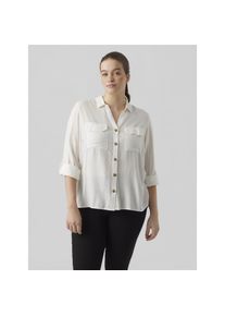 Vero Moda Curve, Damen, Hemdbluse &raquo;VMBUMPY L/S SHIRT NEW CURVE GA NOOS&laquo;, Snow White, 44, Bluse von Vero Moda Curve