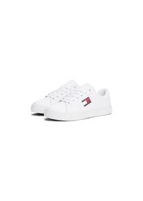 Tommy Jeans, Damen, Plateausneaker &raquo;TJW LOGO OUTSOLE SNEAKER ESS&laquo; , Freizeitschuh, Halbschuh, Schn&uuml;rschuh mit seitlicher Logoflagge, wei&szlig;, 37, wei&szlig;, 